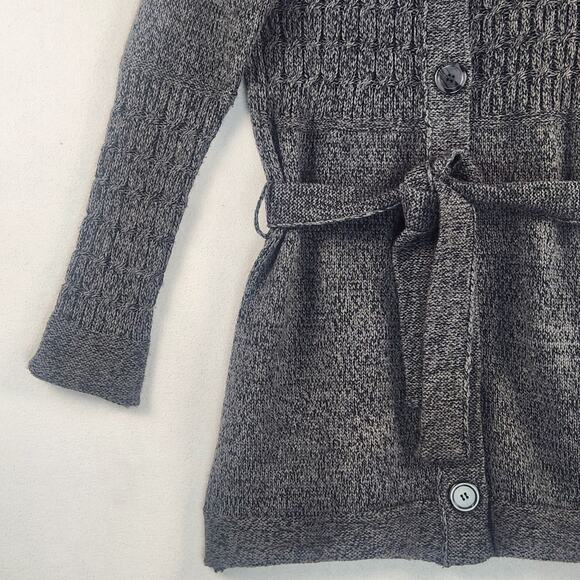 The Limited Vintage Gray Knit Cardigan Women’s SZ LG Chunky Knit Belted EUC - Picture 7 of 14